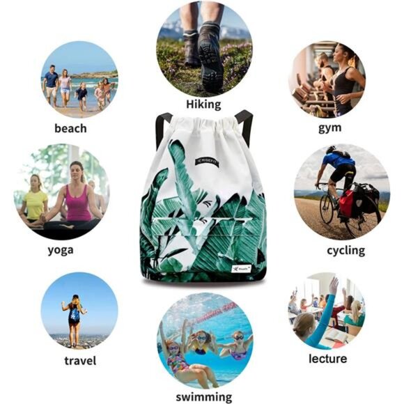 Waterproof Drawstring Bag, Gym Bag Sackpack Sports Beach Backpack for Men Women main image 7